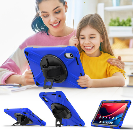 Etui Armor Strap do Lenovo Tab M11, granatowe - ochronne z podstawką, dostęp do portów i przycisków