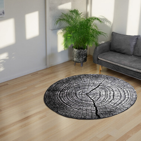 NOVO Strado modern tree trunk carpet for living room grey pattern Grey Trunk 90x90 cm