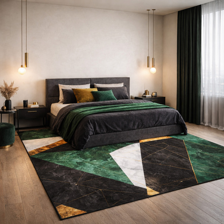 Dywan Novo 160x200 cm, Zielony Marmur - miękki do salonu i sypialni