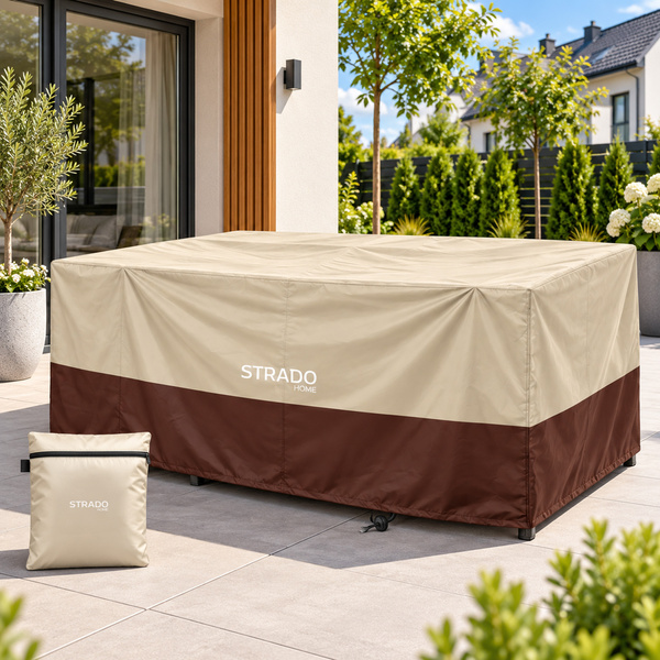 Pokrowiec na meble ogrodowe 250x110x90 cm wodoodporny UV beżowo-brązowy