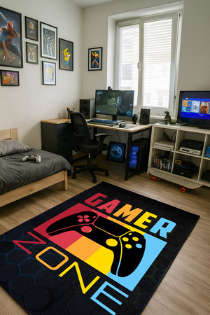 3D Strado GAMER ZONE gaming carpet 140x200 cm modern with 3D effect for gamer or youth room