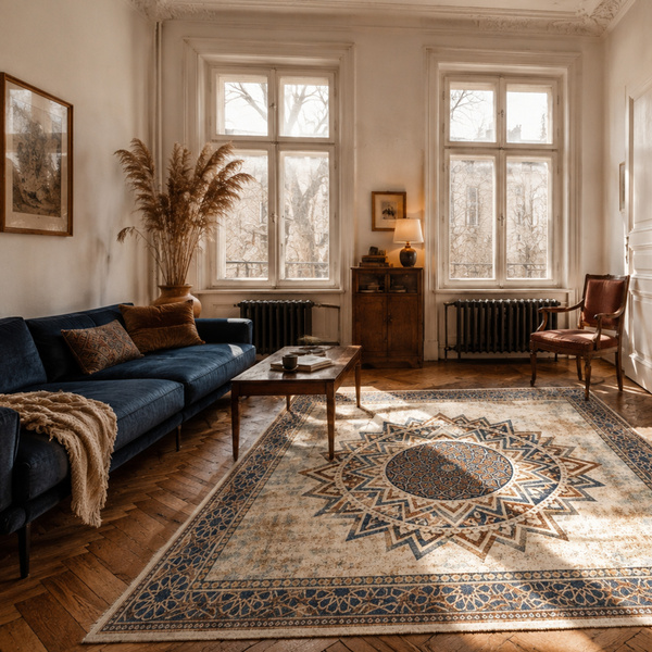 Dywan Mandala do salonu 160x220 orientalny NOVO antypoślizgowy miękki soft