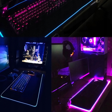 Podložka pod myš podsvietená 80x30 LED na stôl XXL podložka Kosmos