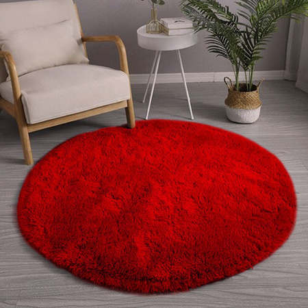 Shaggy Strado 120x120 BloodyRed Round Carpet (Bright Red)