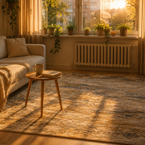 Duży beżowy dywan do salonu 200x300 nowoczesny NOVO Marmur antypoślizgowy