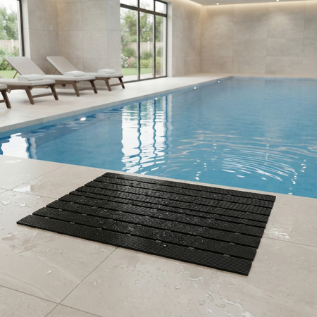 MATA łazienkowa antypoślizgowa POD PRYSZNIC brodzik do sauny basenu 43x61, czarna