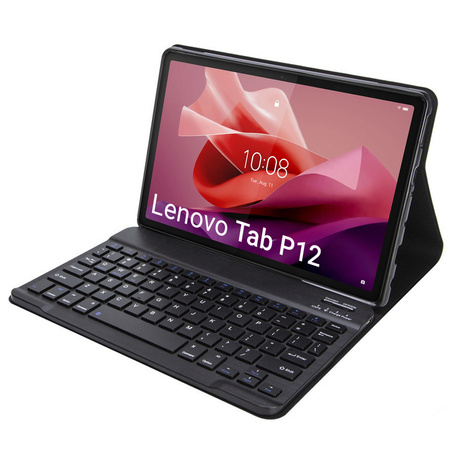 Etui pokrowiec z klawiaturą magnetyczną Bluetooth do Lenovo Tab P12 TB-370, czarne