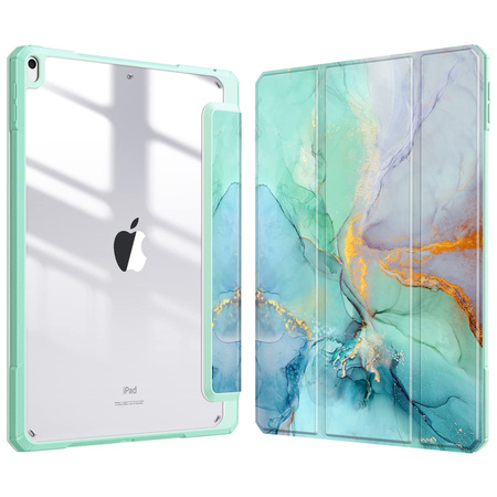 Puzdro grafické na Apple iPad 10.9 2022 Gen 10 / 11 2025 A16 Gen 11 s klapkou, zelené - ochranné so stojanom