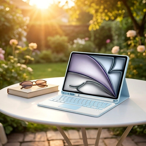 Etui z klawiaturą touchpad do iPad Air 11 M4 2026/ Air 11 M3 2025/ Air 11 M2 2024, gen. 8/ 7/ 6, niebieskie