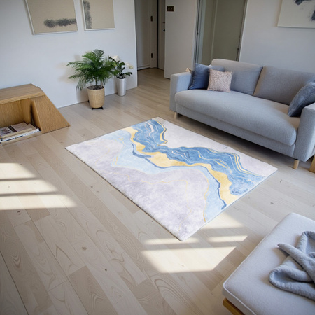 NOVO Strado modern carpet for living room marble pattern velvet Golden Trail 160x200 cm