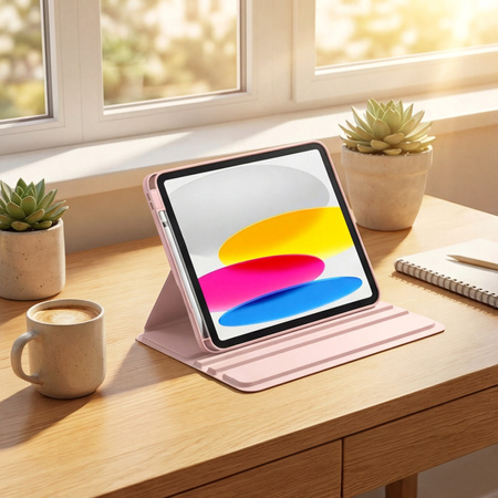 Puzdro otočné Pencil na iPad 10.9 2022 Gen. 10 / 11 2025 A16 Gen. 11 Wake, ružové - ochranné so stojanom