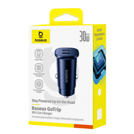 Ładowarka samochodowa do tabletu i telefonu Baseus GoTrip 2 x USB-C 30W, czarna