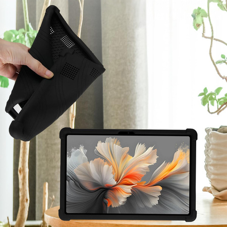 Puzdro Armor na Lenovo Yoga Tab Plus 12.7 2025, čierne - ochranné so stojanom, prístup k portom a tlačidlám