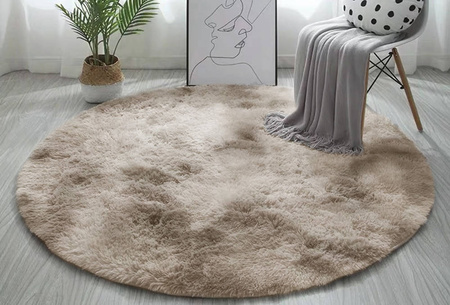 Dywan okrągły Shaggy Ombre 150x150 cm, beżowy OmbreCamel - pluszowy do salonu