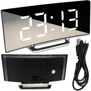 Zegar Elektroniczny Cyfrowy LED Zegarek Elektroniczny Budzik z Termometrem, biały
