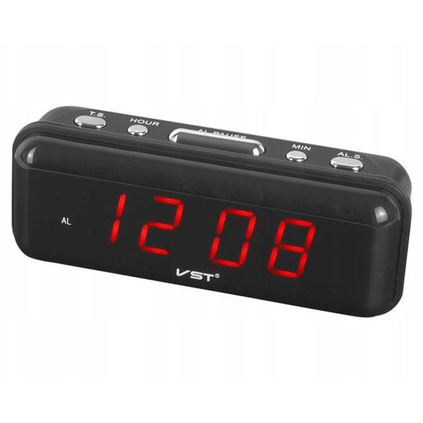 Budík hodiny elektronický digitálny LED 24h hlasný budík, čierny