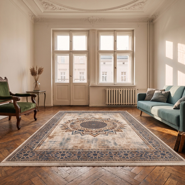 Dywan Mandala do salonu 160x220 orientalny NOVO antypoślizgowy miękki soft