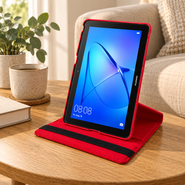 Etui obrotowe do Huawei MediaPad T3 10 9.6 z klapką i podstawką - czerwone