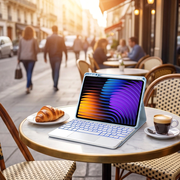 Etui z klawiaturą do Xiaomi Pad 7 / Pad 7 Pro 11.2 na rysik / Xiaomi Pad 7 Pro, niebieskie - ochronne z podstawką