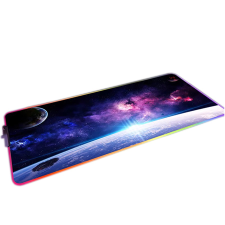 Podložka pod myš podsvietená 80x30 LED na stôl XXL podložka Kosmos