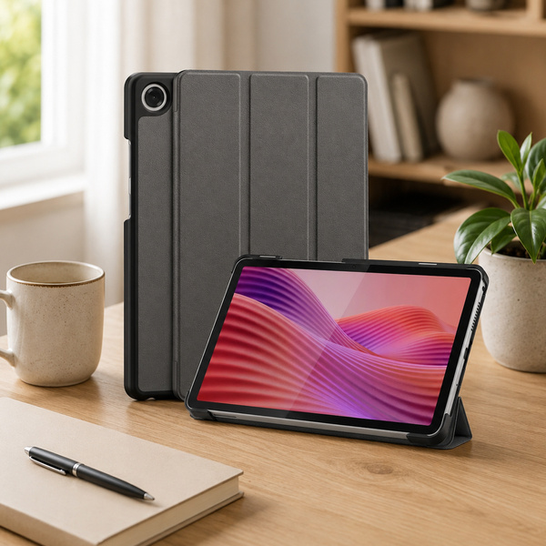 Etui Smart do Lenovo Tab One 8.7 2025 TB305FU TB305XU, ochronne z podstawką - szare