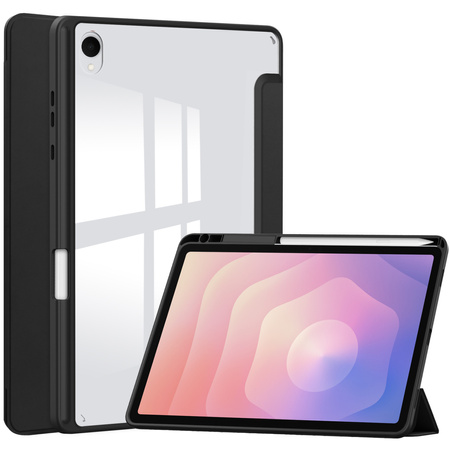 Puzdro Clear Pencil na Samsung Galaxy Tab S11 11 SM SMX736 s klapkou, čierne - ochranné