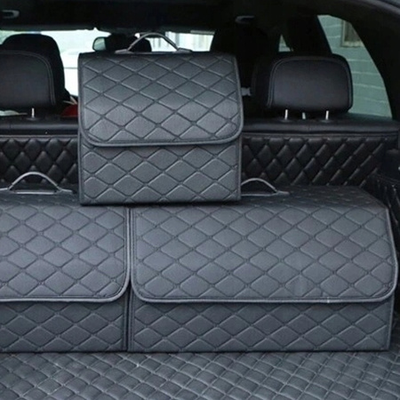 Folding large organizer for car trunk quilted trunk bag tote for shopping and tools