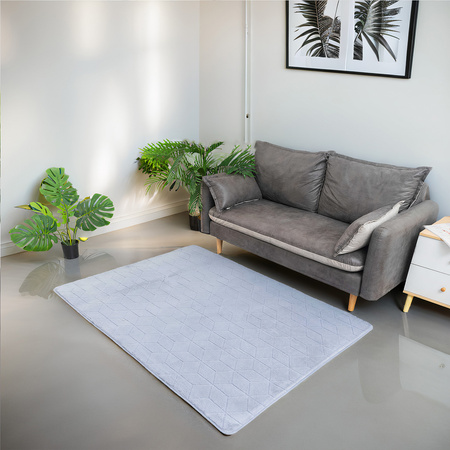 STRADO Rabbit 3D plush soft like rabbit anti-slip carpet 200x300 Silver