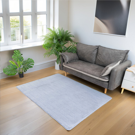 STRADO Rabbit 3D plush soft like rabbit anti-slip carpet 120x170 Silver