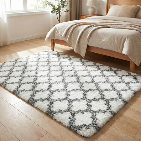 Dywan do salonu shaggy DECOR antypoślizgowy miękki puszysty modny 200x250, biały
