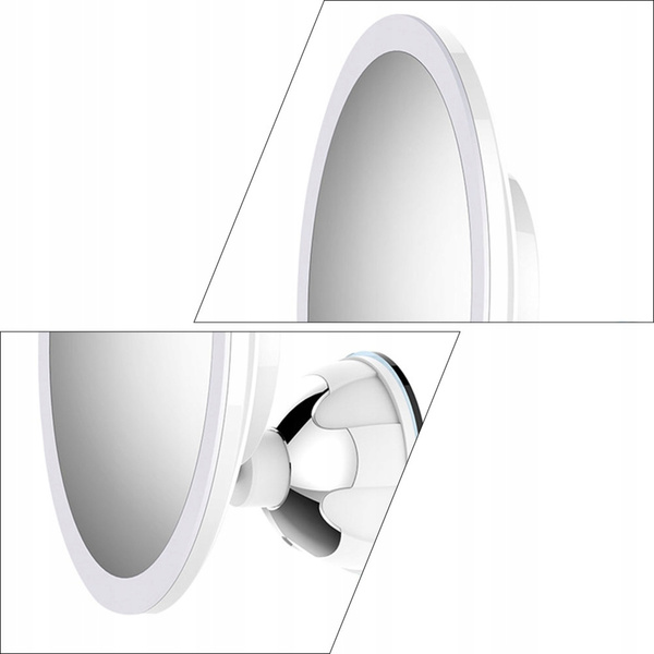 Zrkadielko kozmetické na líčenie zväčšovacie x10 podsvietené LED, biely