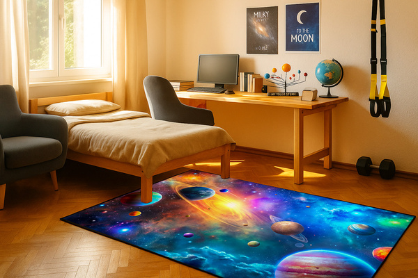3D Strado Galaxy carpet 120x170 cm with space theme for youth room or gamer room