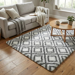 Dywan do salonu shaggy DECOR antypoślizgowy miękki puszysty modny 140x200, biały