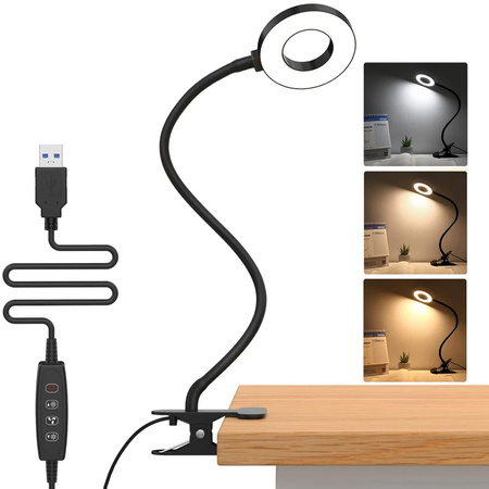 Lampa stolová LED z klipom DML5, čierny