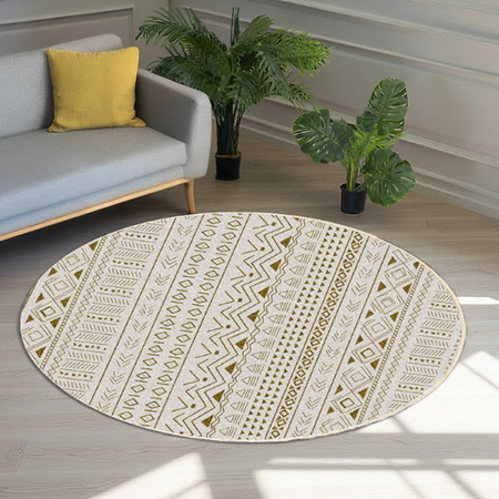 Round carpet NOVO Strado modern beige oriental pattern for living room Sahara 160x160 cm