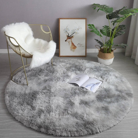 Shaggy Ombre Strado Round Carpet 80x80 OmbreSilver (Light Gray)