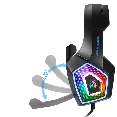 Słuchawki GAMINGOWE nauszne Hunterspider V1 LED mikforon pilot rozgałęźnik, czerwone