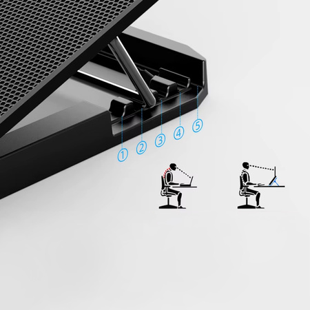 Podložka chladiaca na laptop LED 15-18 regulácia chladenia tichá, čierny