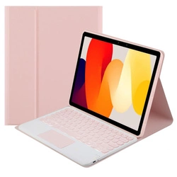 Etui z klawiaturą Bluetooth do Redmi Pad, różowe - ochronne z podstawką, dostęp do portów i przycisków