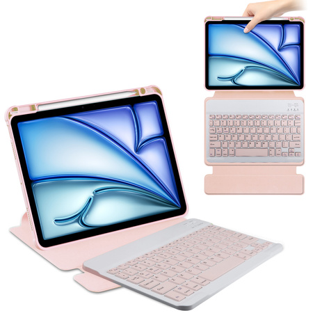 Etui 360 i KLAWIATURA do Apple iPad Air 11 M3 2025/ Air 11 M2 2024 GEN 7, 6, różowe