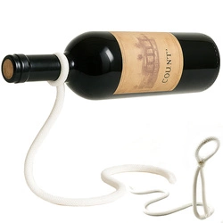Stojak półka uchwyt na wino alkohol butelkę magiczny sznurek lasso, biały