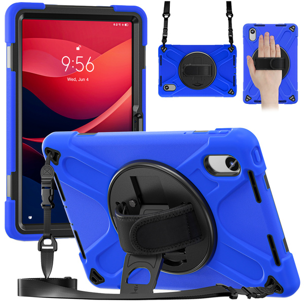Etui Armor Strap do Lenovo Tab M11, granatowe - ochronne z podstawką, dostęp do portów i przycisków