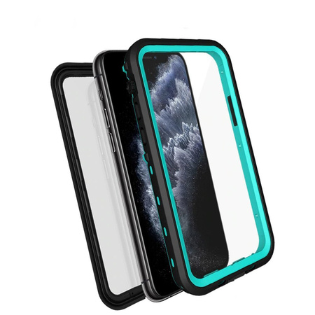 Etui wodoodporne 360 IP68 do iPhone 12 Mini, czarne - ochronne z podstawką, dostęp do portów i przycisków