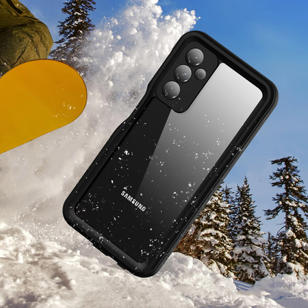 Puzdro vodeodolné IP68 360+ remienok na Samsung Galaxy A25 5G, čierne - ochranné so stojanom
