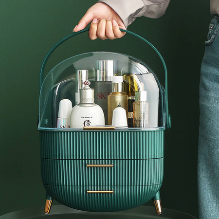 Casket organizer trunk for cosmetics jewelry (Bottle Green)