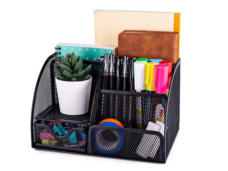 Toolbox, desk organizer, 6 compartments, drawer