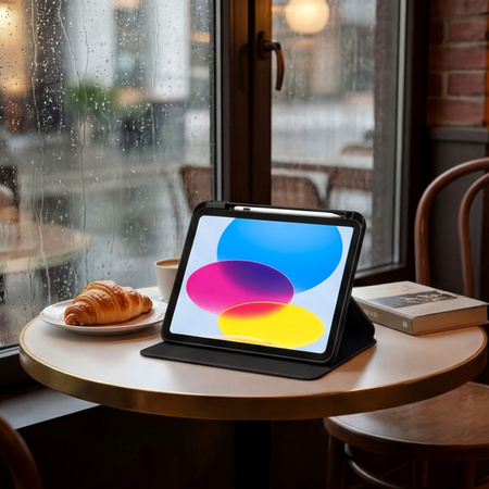 Puzdro otočné Pencil na iPad 10.9 2022 Gen. 10 / 11 2025 A16 Gen. 11 Wake, čierne - ochranné so stojanom