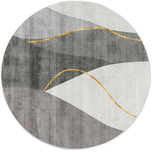 Dywan okrągły Novo 90x90 cm, Szare Echo - pluszowy do salonu