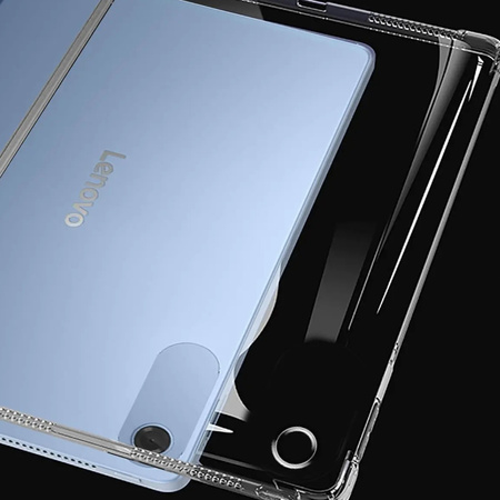 Puzdro Silikónové na Lenovo Tab 10.1 2025, priehľadné - ochranné so stojanom, prístup k portom a tlačidlám