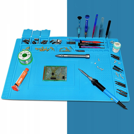 Antistatic silicone work mat organizer for soldering repairs and electronics heat resistant